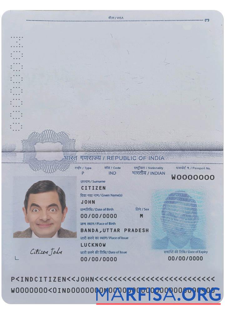 Blank India pass 2020 present sample